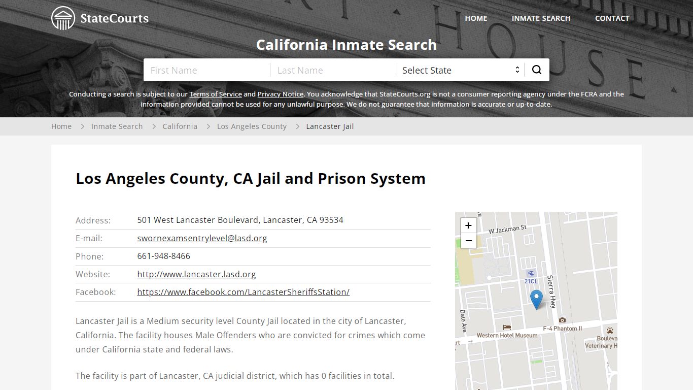 Lancaster Jail Inmate Records Search, California - StateCourts