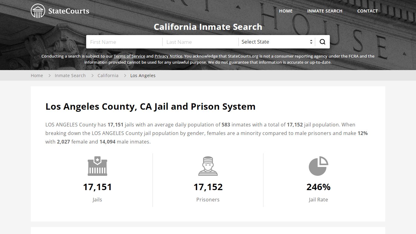 Los Angeles County, CA Inmate Search - StateCourts